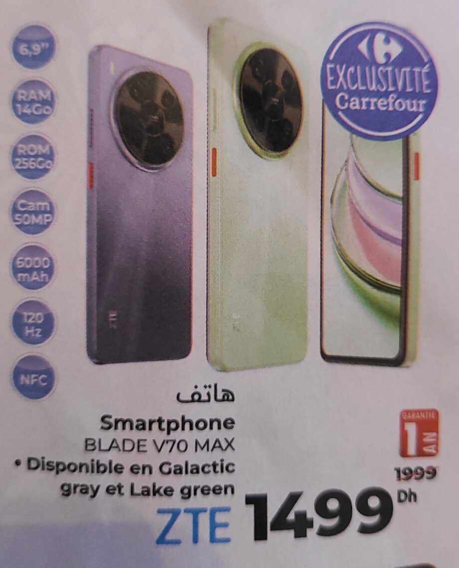 Offre spéciale Smartphone ZTE Blade V70 Max – 70 Carrefour Offre spéciale Smartphone ZTE Blade V70 Max – 70 Carrefour