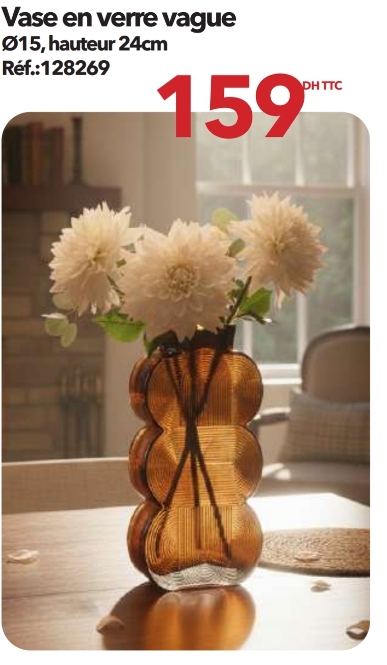 Bon Plan Vase en verre vague – Bricoma