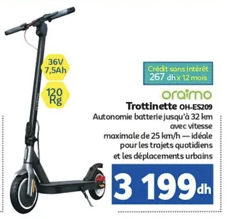 Promo Trottinette électrique Oraimo OH-ES209 – Marjane Promo Trottinette électrique Oraimo OH-ES209 – Marjane