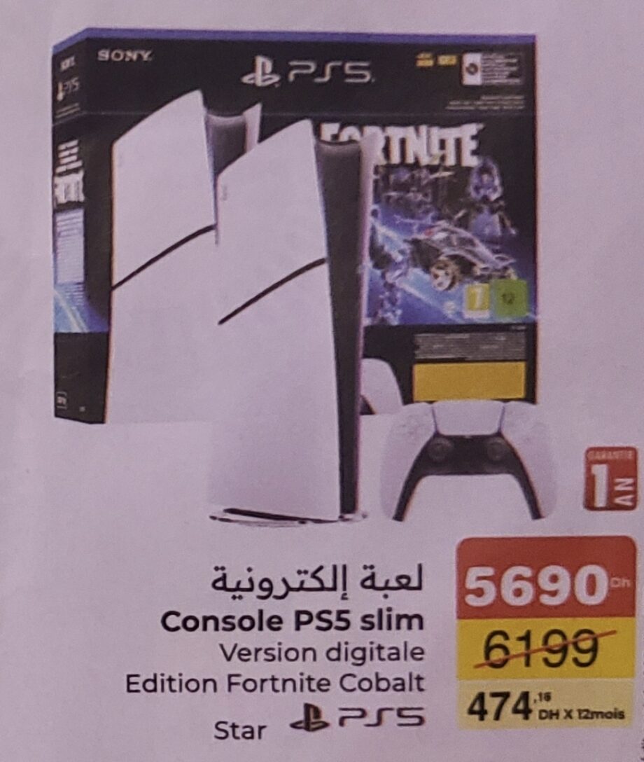 Deal Console PS5 slim Version digitale Edition Fortnite Cobalt 5 Carrefour