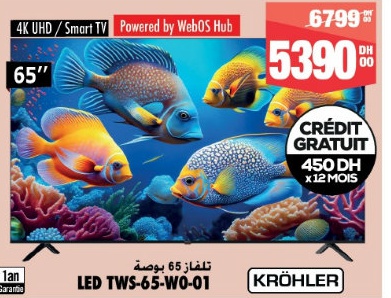 LED TWS-65-W0-01 KRÖHLER – تلفاز 65 بوصة Aswak Assalam 5390.00 DH