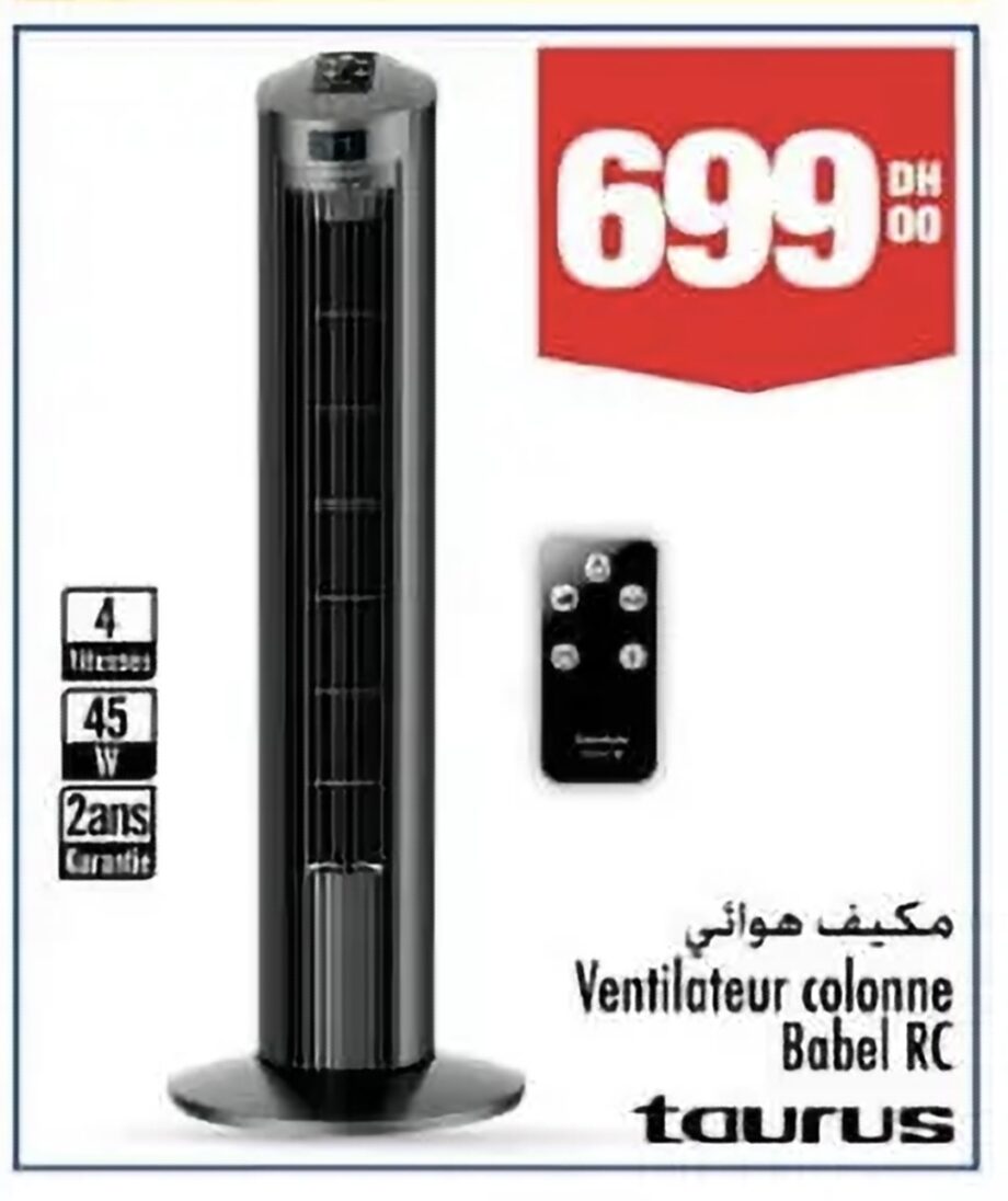 Bonne affaire Ventilateur colonne Taurus Babel RC / Aswak Assalam