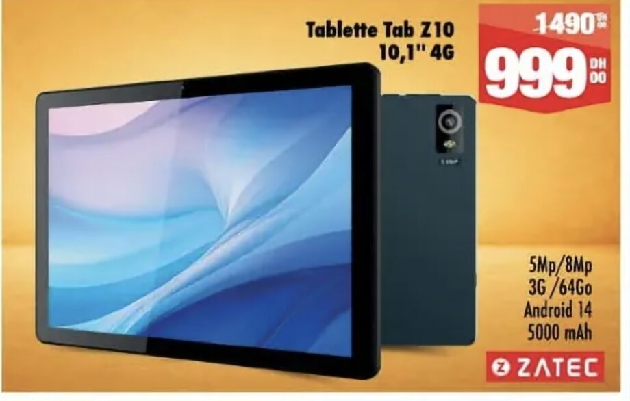 Réduction Tablette ZATEC Tab Z10 10,1″ 4G / Aswak Assalam Réduction Tablette ZATEC Tab Z10 10,1″ 4G / Aswak Assalam