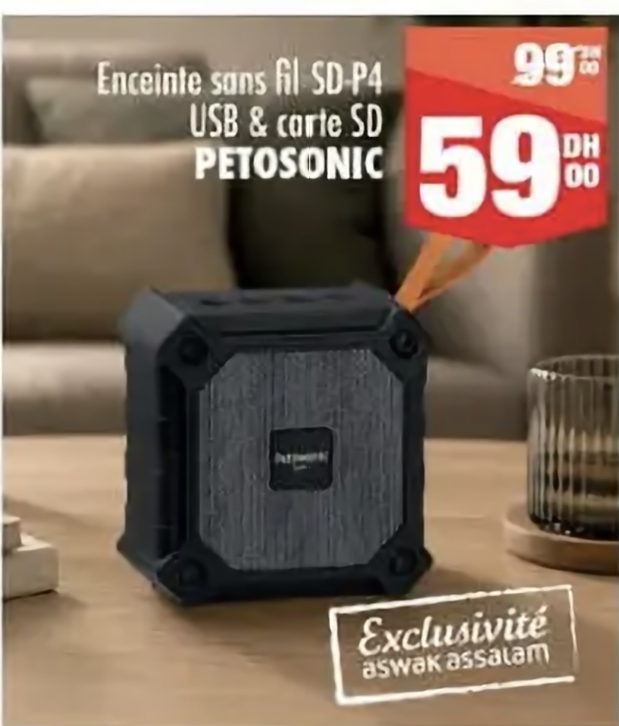 Promotion Enceinte sans fil PETOSONIC SD-P4 / Aswak Assalam