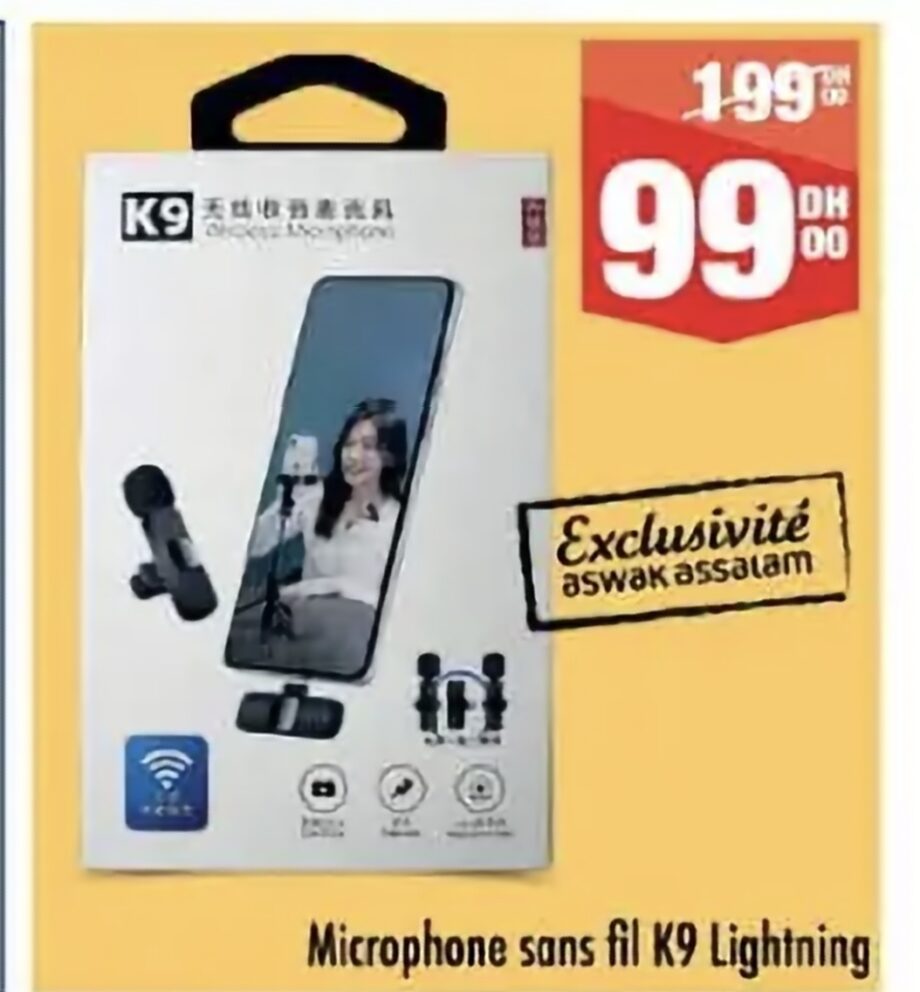 Promotion Microphone sans fil K9 Lightning / K9 Aswak Assalam Promotion Microphone sans fil K9 Lightning / K9 Aswak Assalam