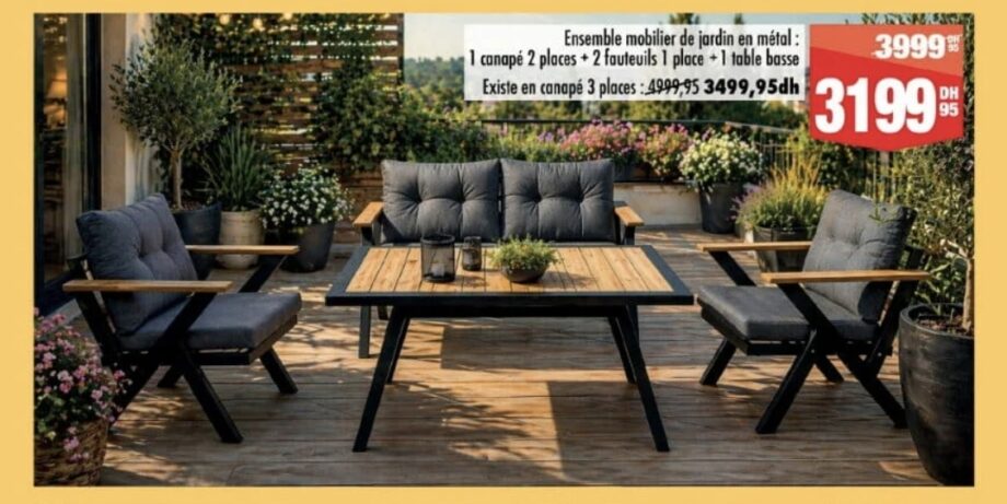 Offre spéciale Ensemble mobilier de jardin en métal – Aswak Assalam