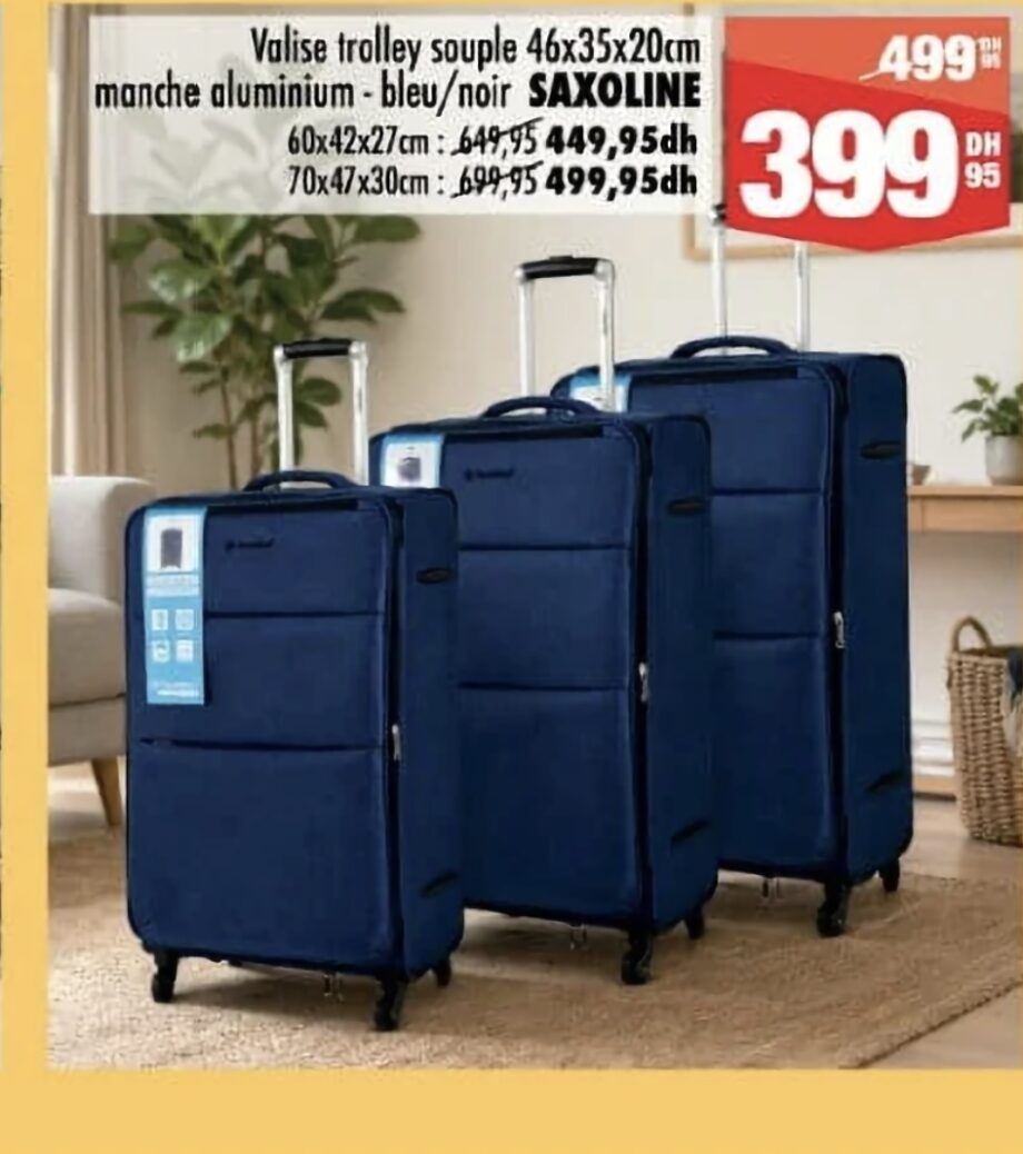 Réduction Valise trolley souple SAXOLINE – Aswak Assalam