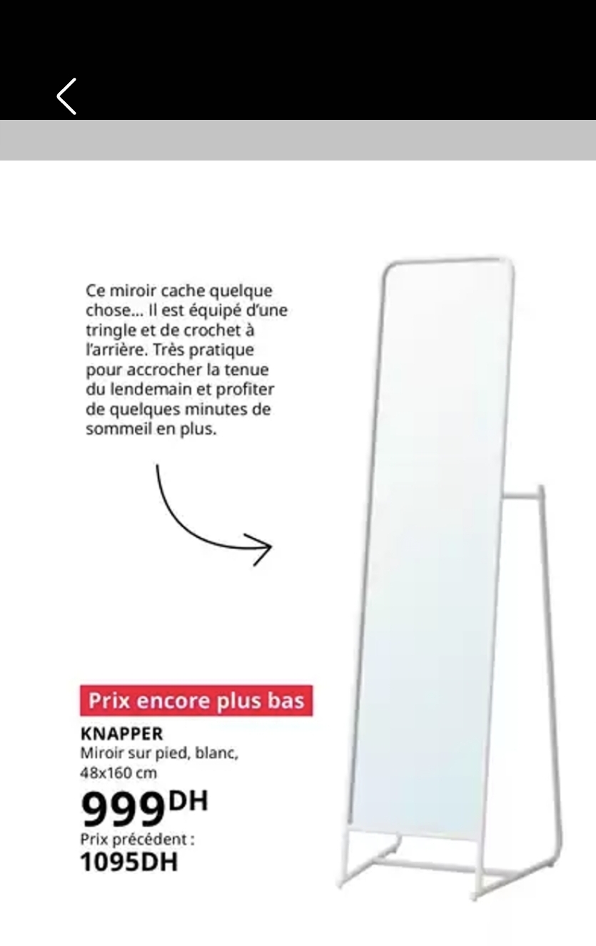 Offre spéciale KNAPPER Miroir sur pied / IKEA