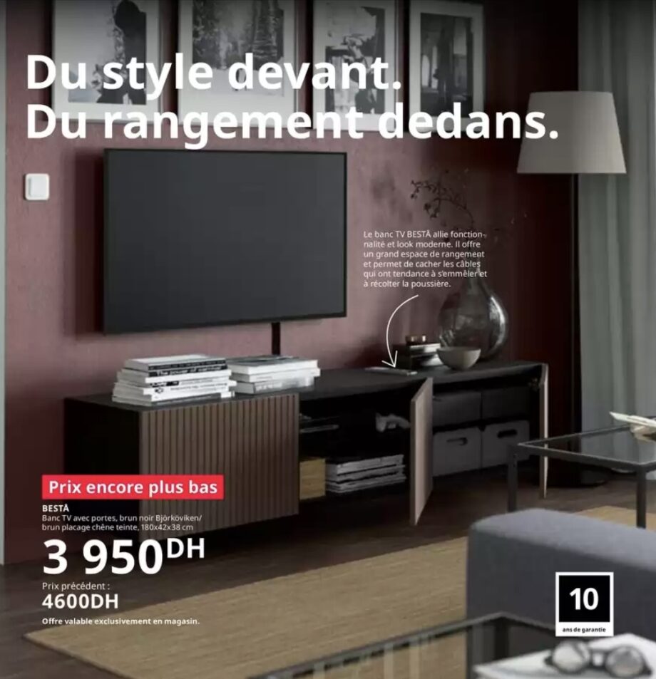 Offre BESTÅ Banc TV avec portes / IKEA