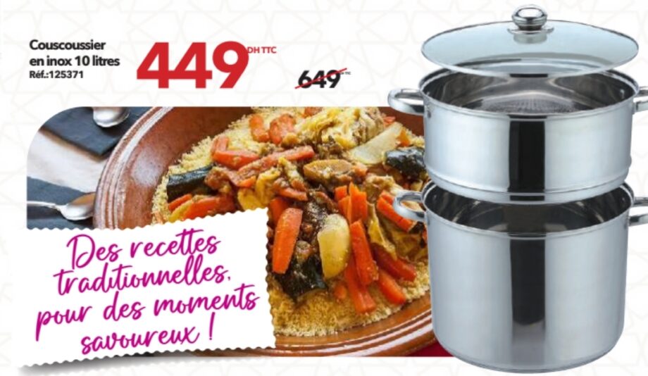 Réduction Couscoussier en inox 10 litres / 10 Bricoma