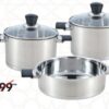 Batterie de cuisine en inox 9 pièces « SEVILLA » / طقم أواني الطبخ من الستانلس ستيل 9 قطع « SEVILLA » Bricoma 999 DH
