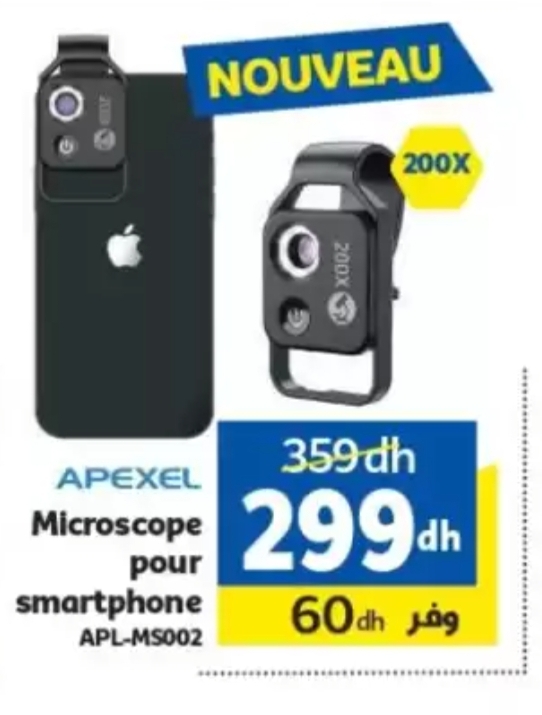Bon Plan Microscope pour smartphone Apexel APL-MS002 / Apexel APL-MS002 Marjane