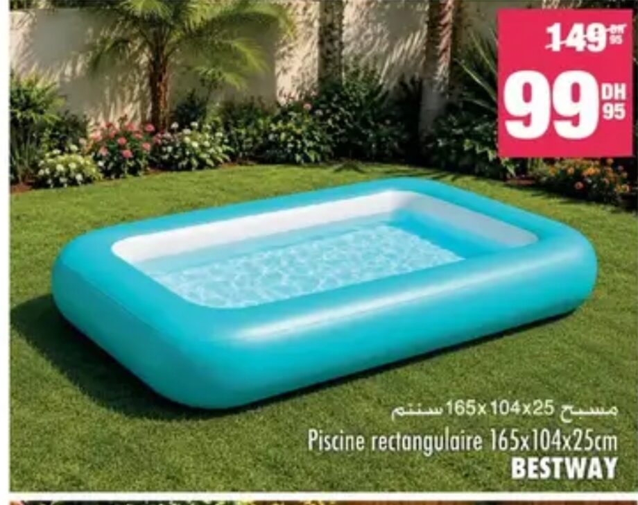 Promotion Piscine rectangulaire 165x104x25cm / 165x104x25 Aswak Assalam
