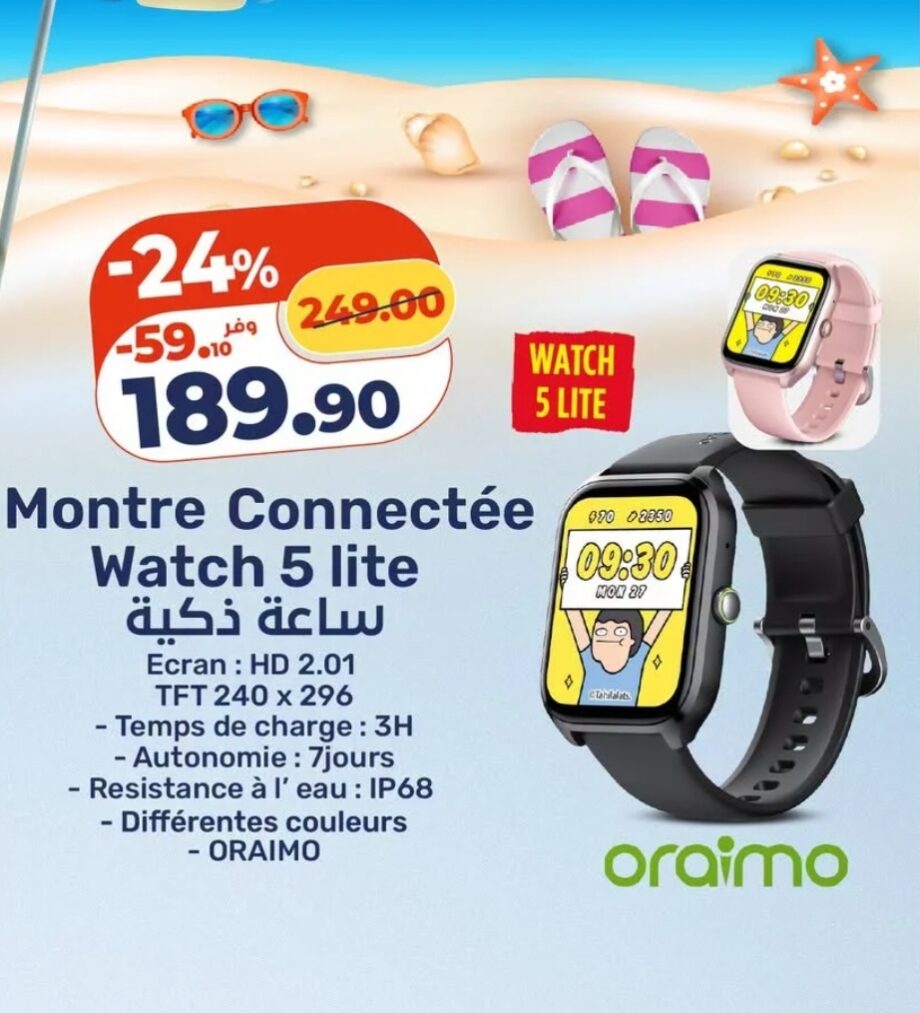 Réduction Montre Connectée Watch 5 lite – ORAIMO / Kazyon