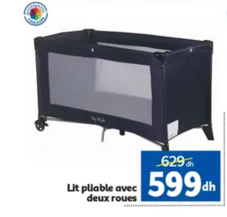 Promo Lit pliable avec deux roues – Marjane